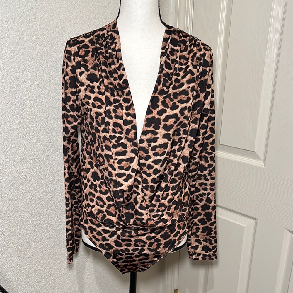 Zara Trafaluc Leopard Print Long Sleeve Bodysuit